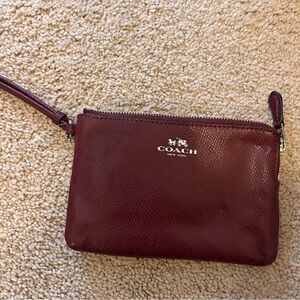 Coach Burgundy Leather Wristlet